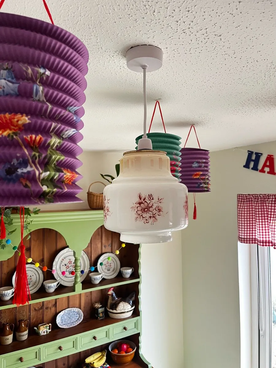 Vintage 1950s Milk Glass Lampshade - Image 3