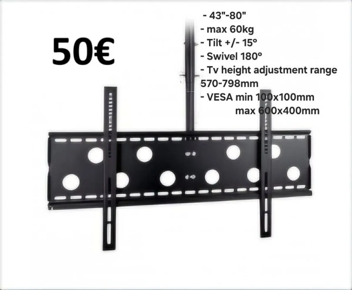 Tv Ceiling Mount Bracket Tilt Swivel 43"-80" - Image 1