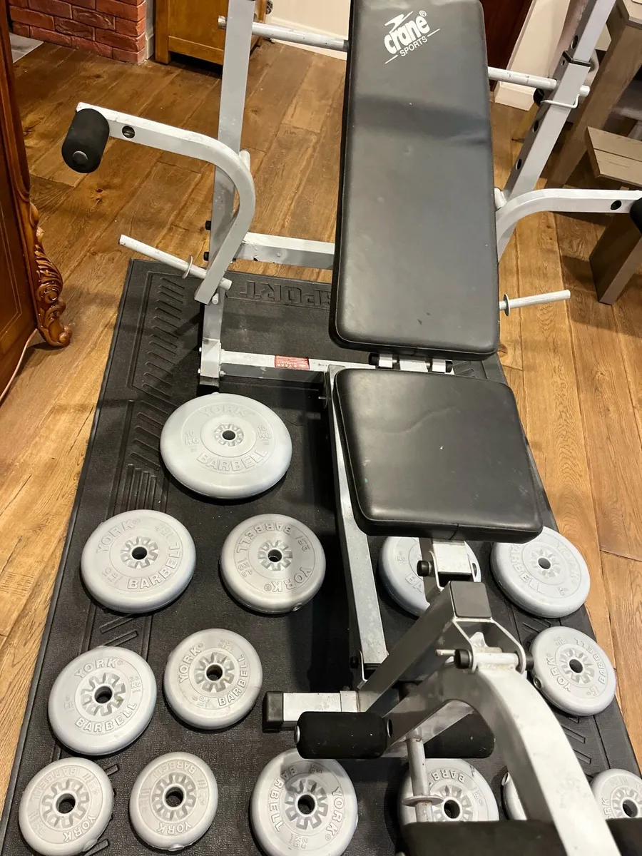 Bench barbell dumbbells and weights - Image 3