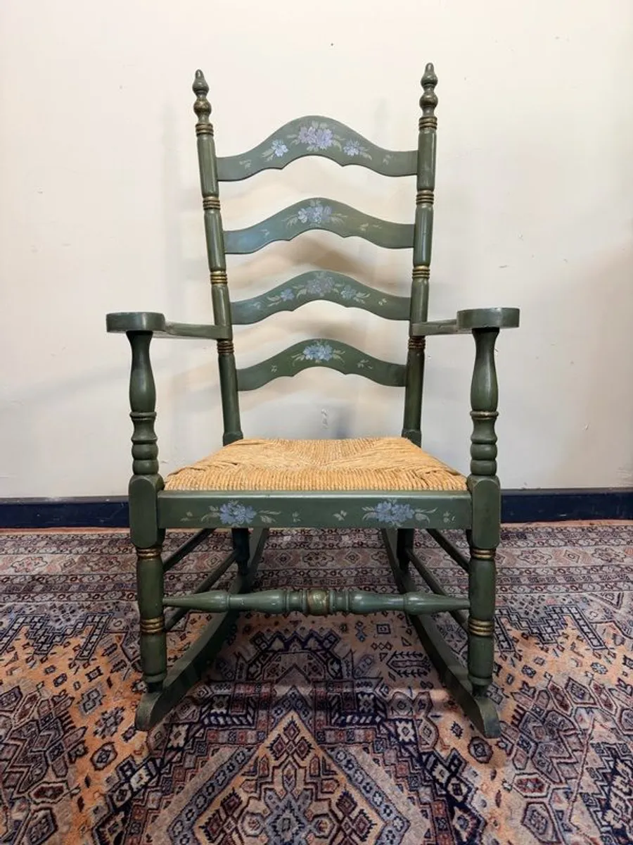 Dutch Vintage Ladderback Rocking Chair - Image 3
