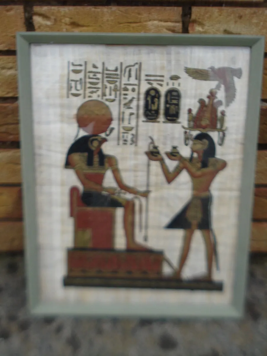 EGYPTIAN HIEROGLYPHICS GLASS FRAMED PRINT. - Image 3