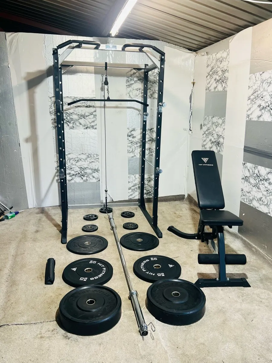 POWER RACK 110KG OLYMPIC WEIGHTS BENCH BAR - Image 3