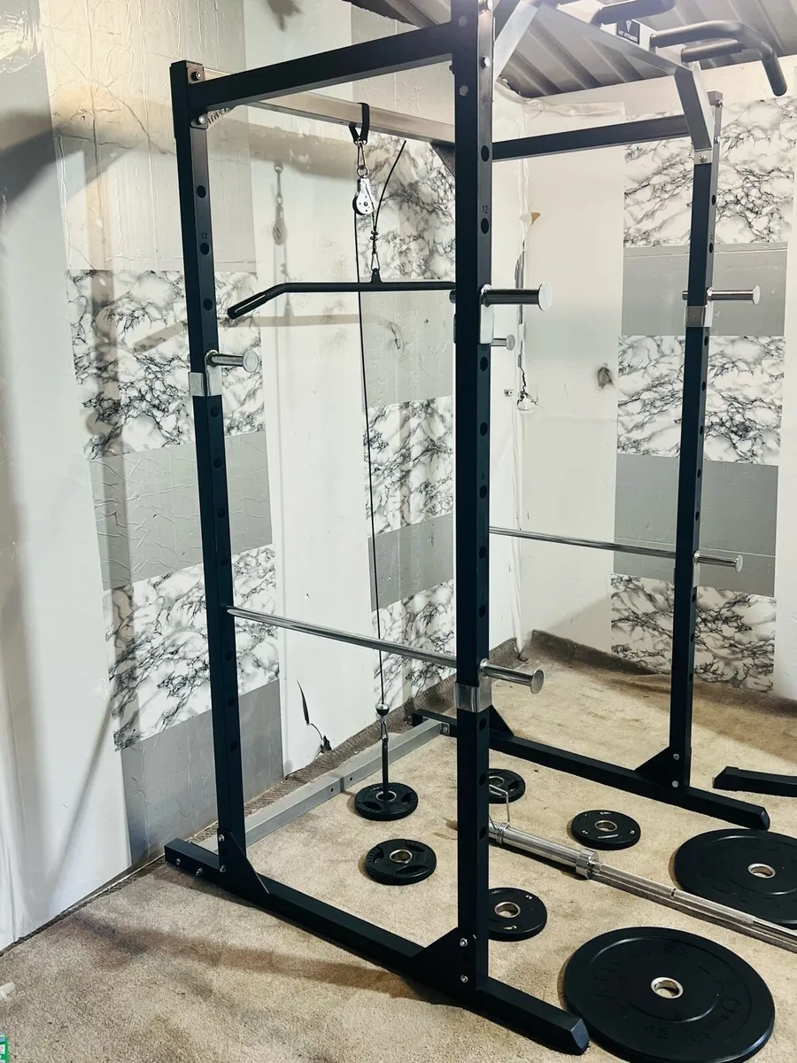 POWER RACK 110KG OLYMPIC WEIGHTS BENCH BAR - Image 4