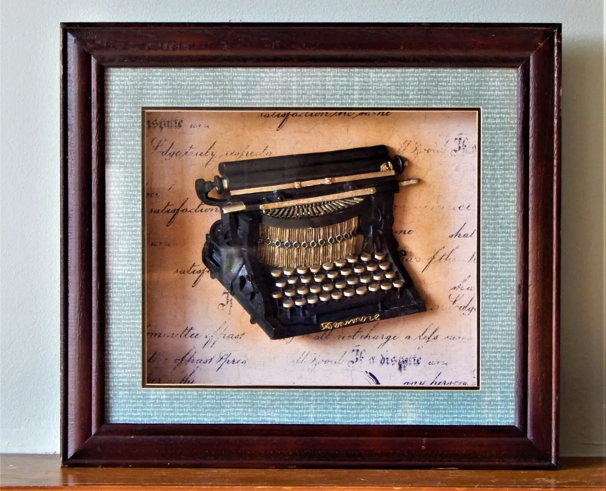 Handmade Shadow Box 3-D Diorama of Typewriter - Image 1