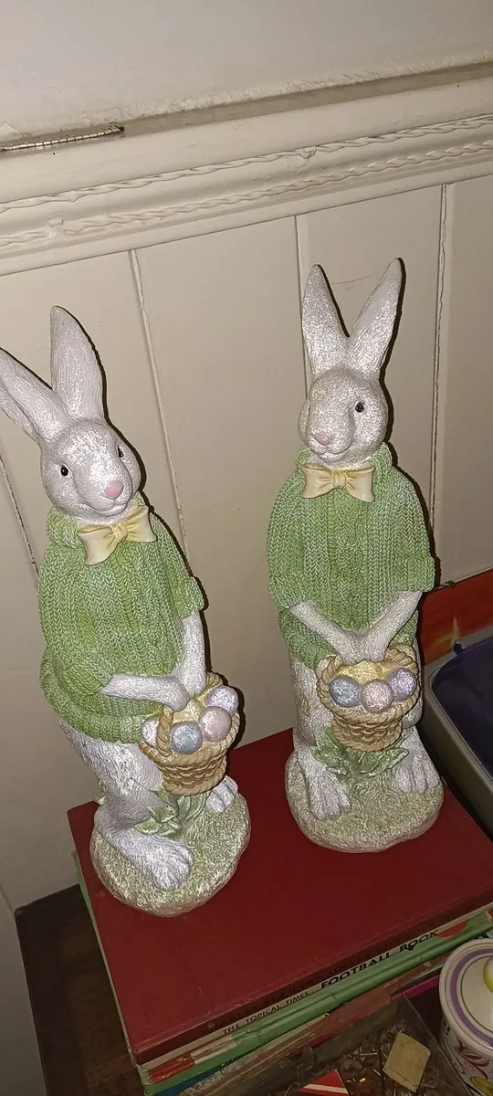 Pair of Ceramic Easter Bunnies - Image 1