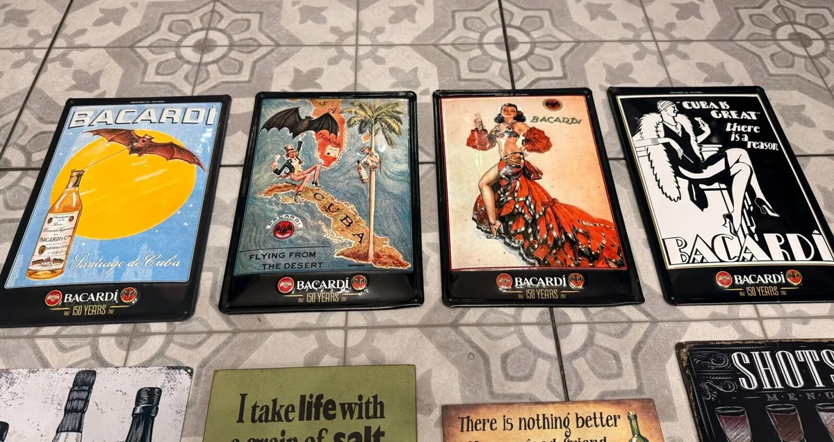 Vintage Metal Bar Signs Bundle. Bacardi & Cocktail - Image 2