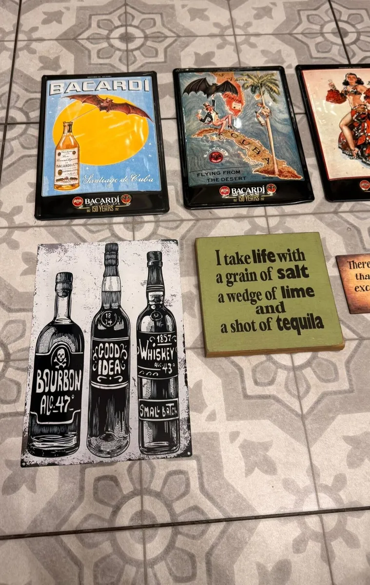 Vintage Metal Bar Signs Bundle. Bacardi & Cocktail - Image 3