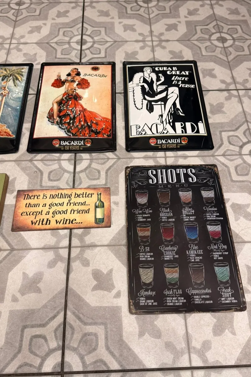 Vintage Metal Bar Signs Bundle. Bacardi & Cocktail - Image 4