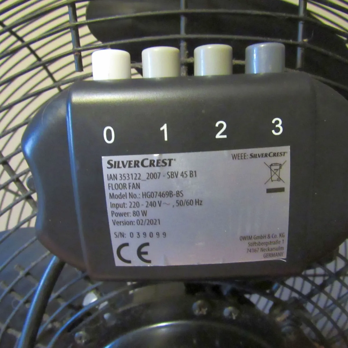 SilverCrest 45 cm Floor Fan – 3 Speed Industrial - Image 4