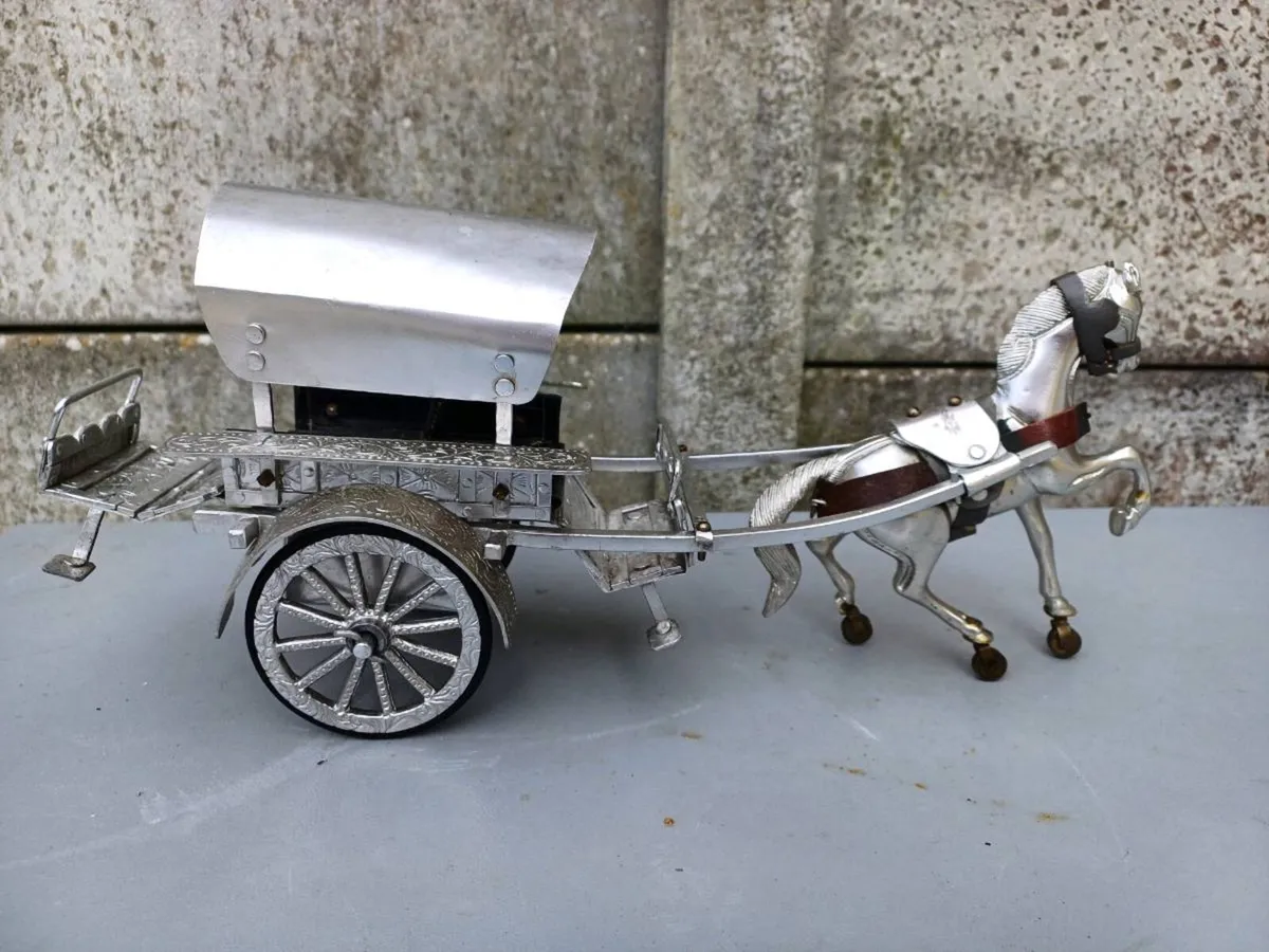 Vintage Metal Horse & Cart - Image 1