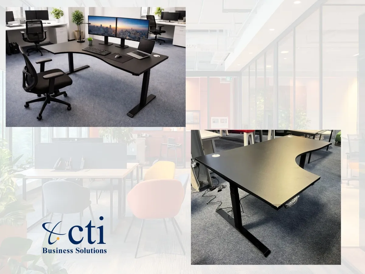 1 x Black Radial Electric Sit Stand Desk - New - Image 1