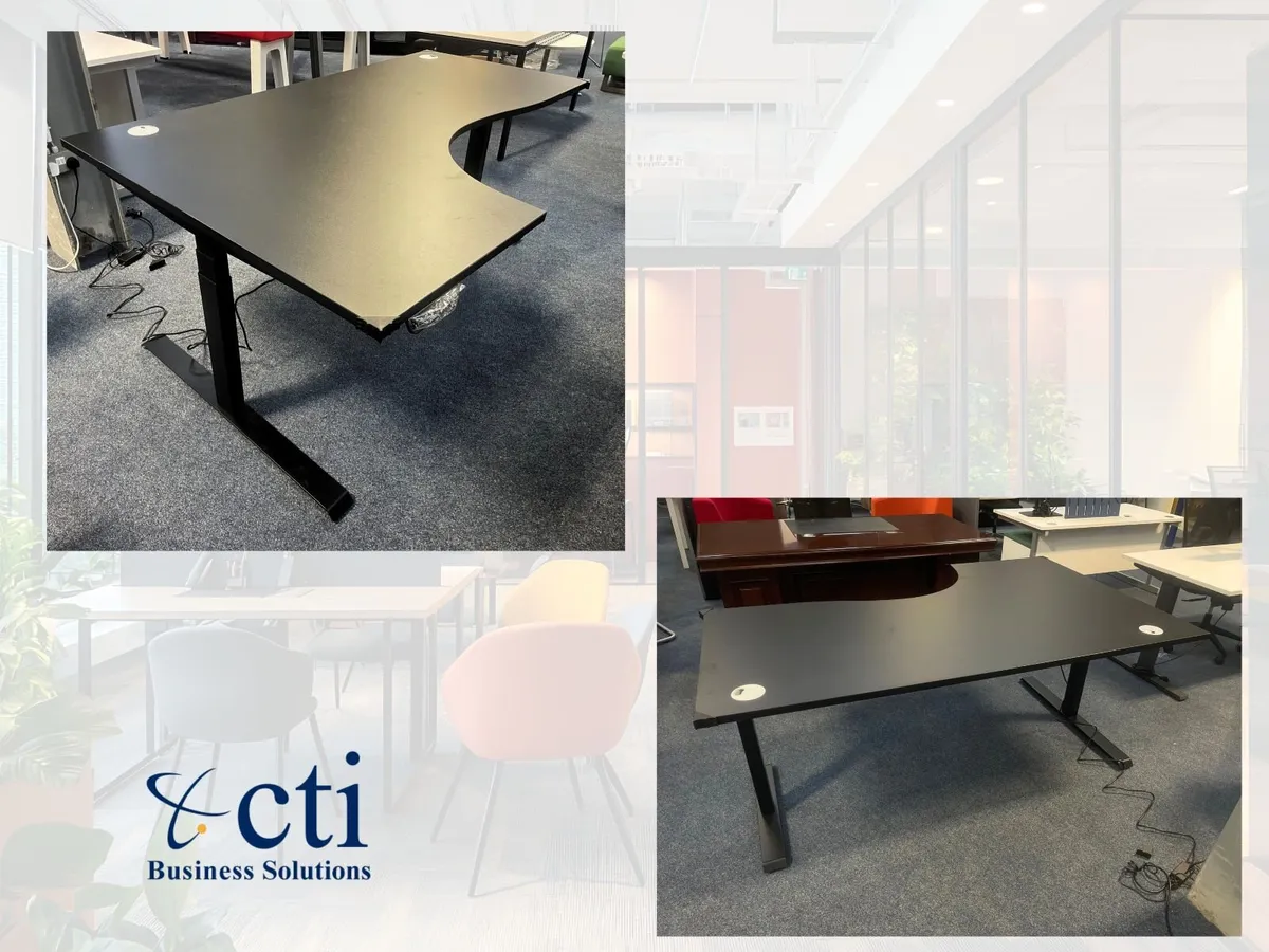 1 x Black Radial Electric Sit Stand Desk - New - Image 2