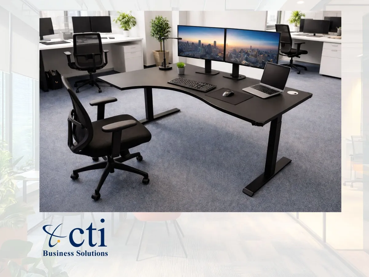 1 x Black Radial Electric Sit Stand Desk - New - Image 4