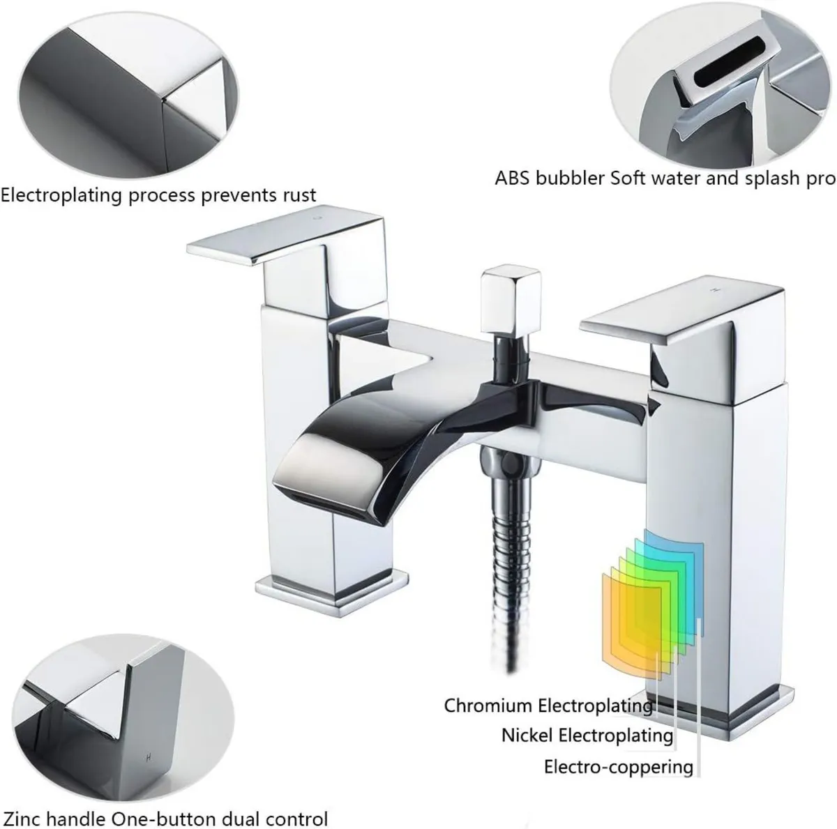 Bath Taps with Shower Waterfall Bathroom Bathtub - Image 4
