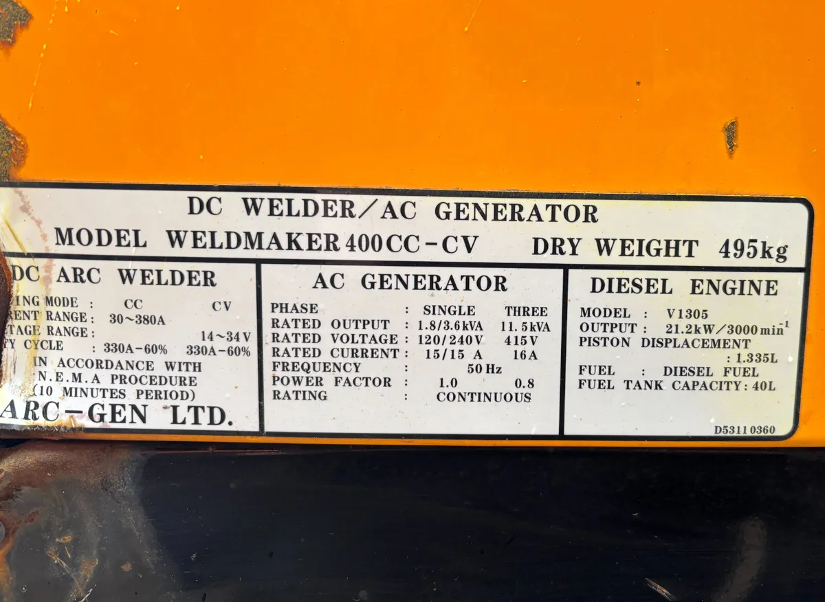 Arcgen Welder Generator  400CC-CV 3 Phase - Image 4