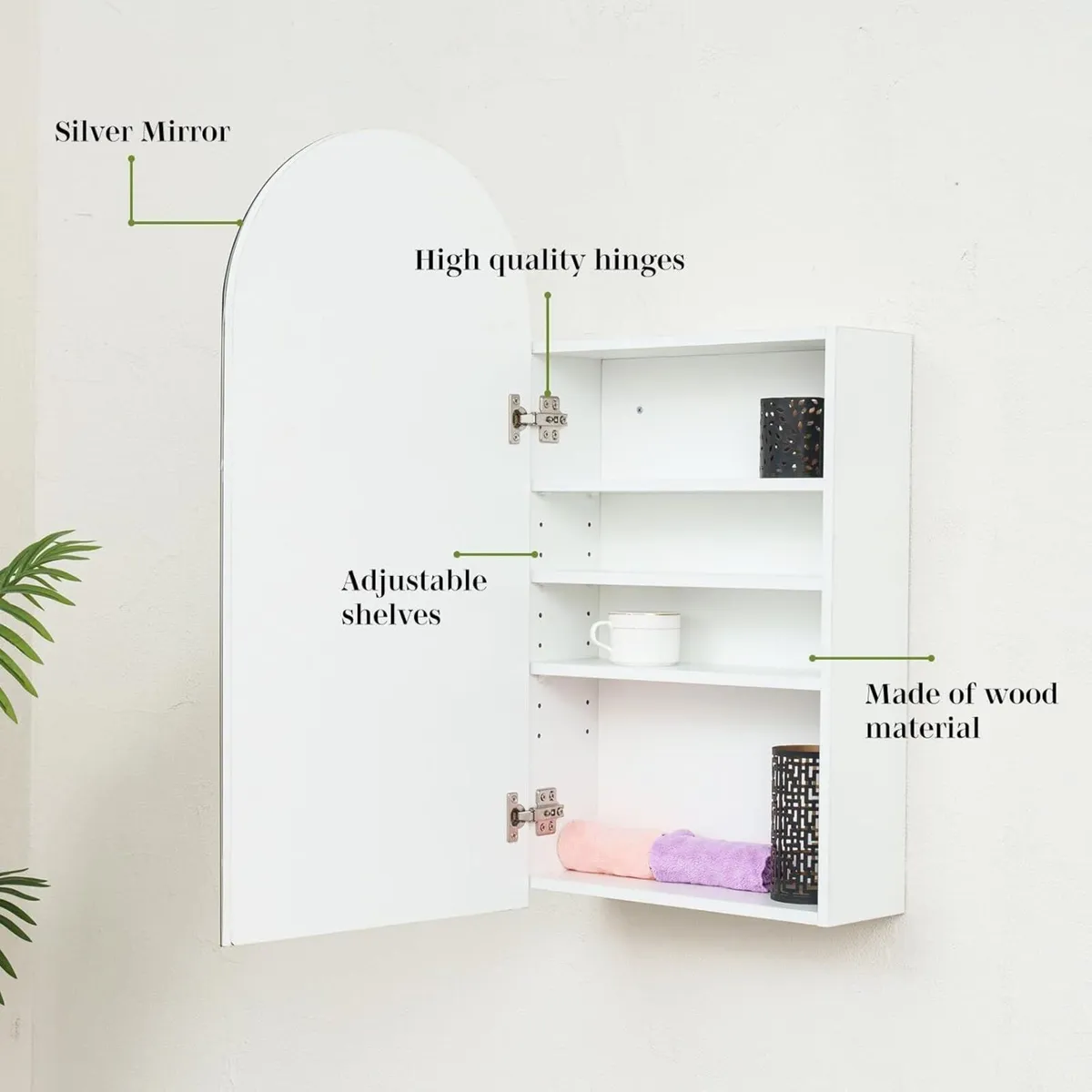 Bathroom Mirror Cabinets Mirrored for Wooden - Image 3