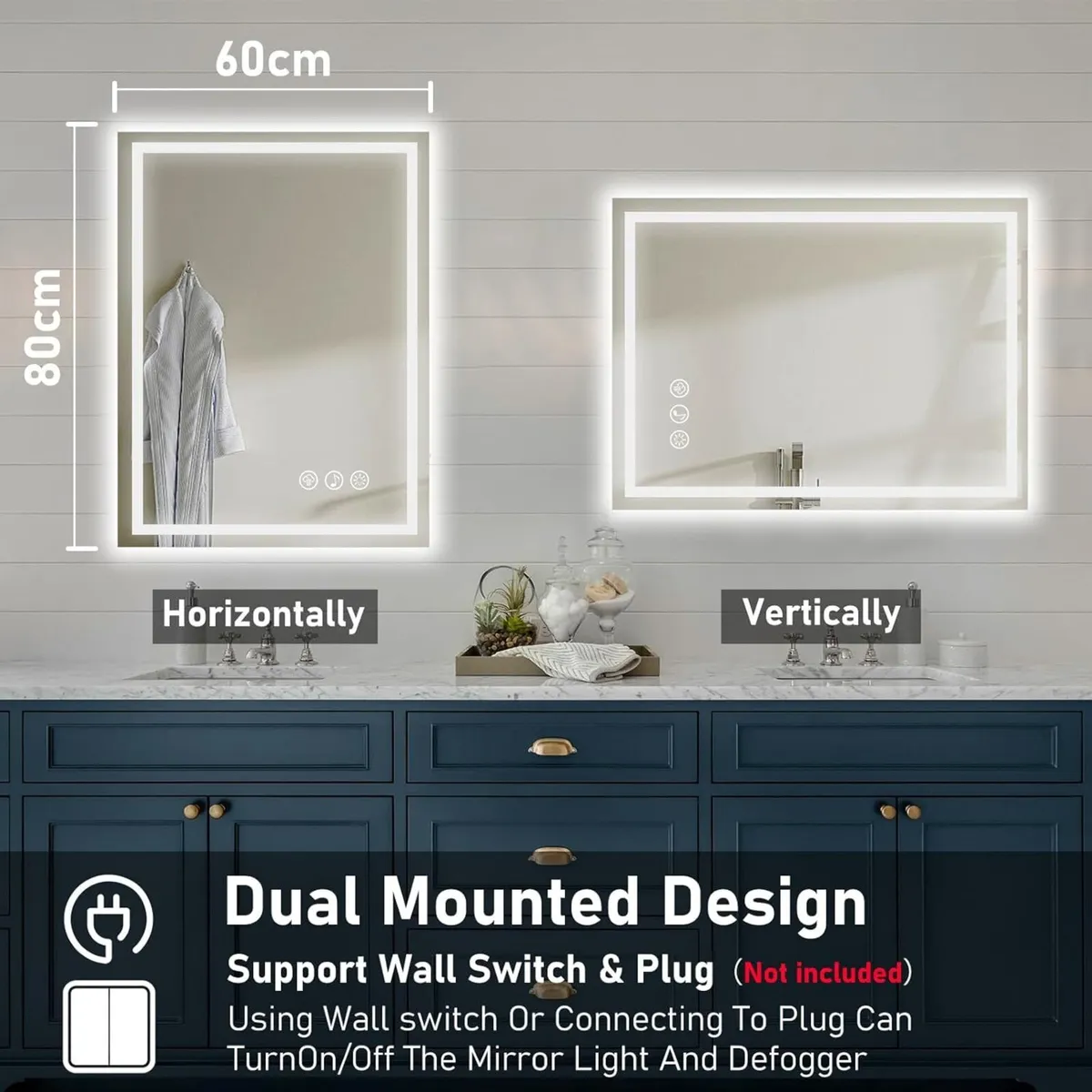 Bluetooth LED Bathroom Wall Mirror with Lights - - Image 2