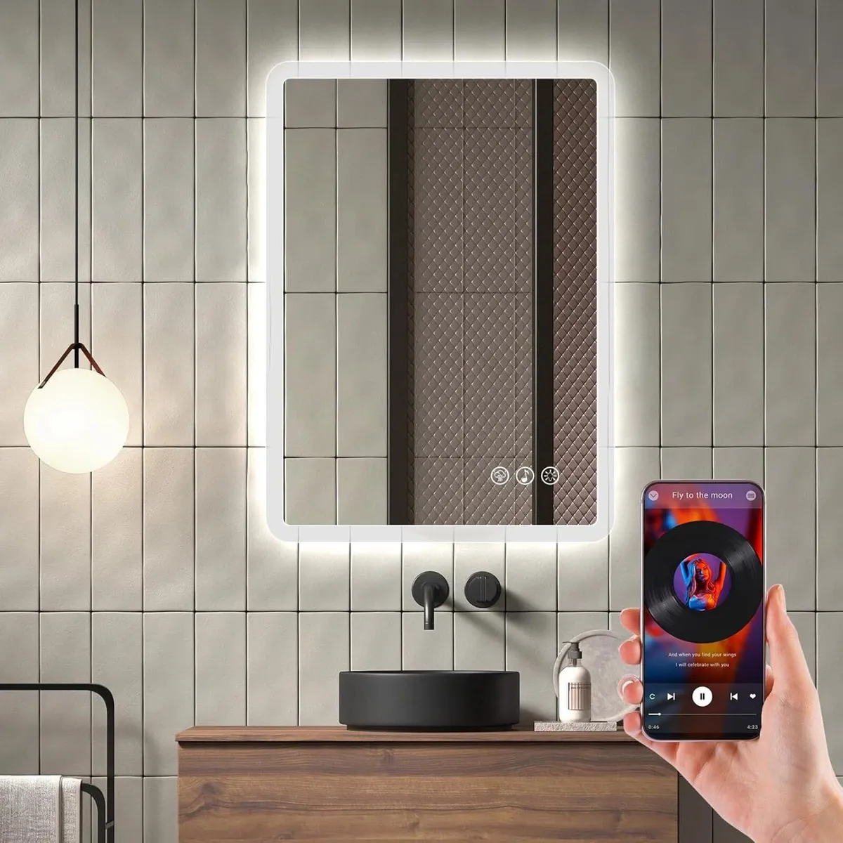 Bluetooth LED Bathroom Mirror with Lights - Image 1
