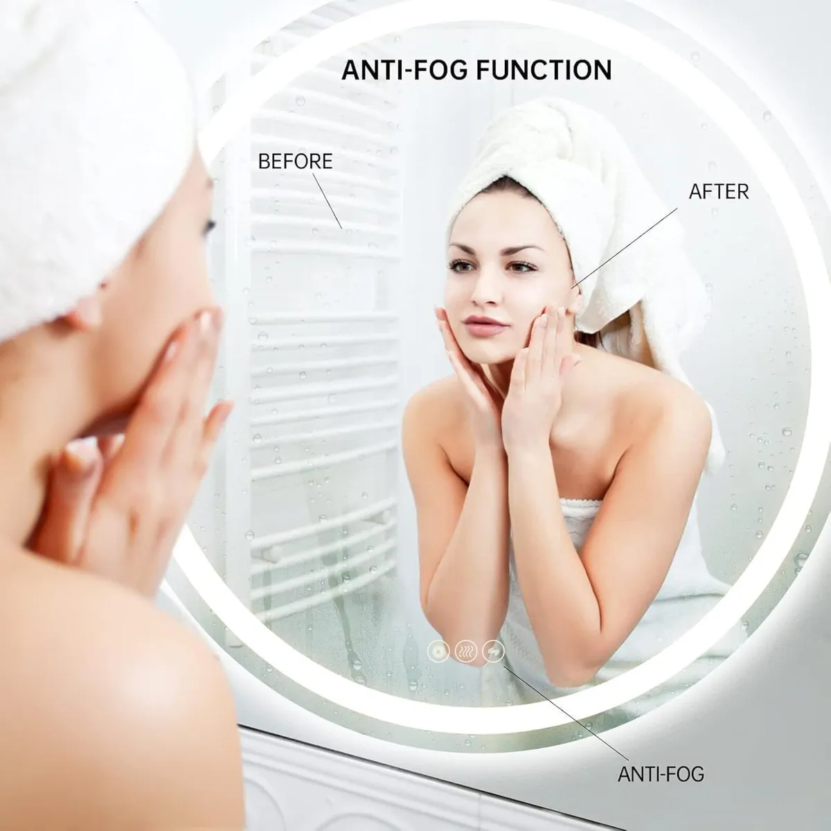 600mm Round Bathroom LED Mirror Illuminated - Image 2