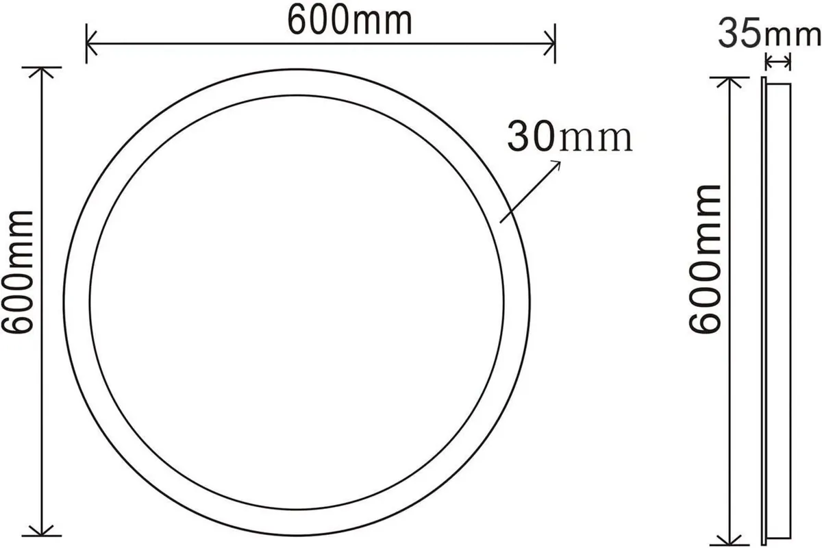 600x600mm Round Illuminated LED Light Bathroom - Image 2