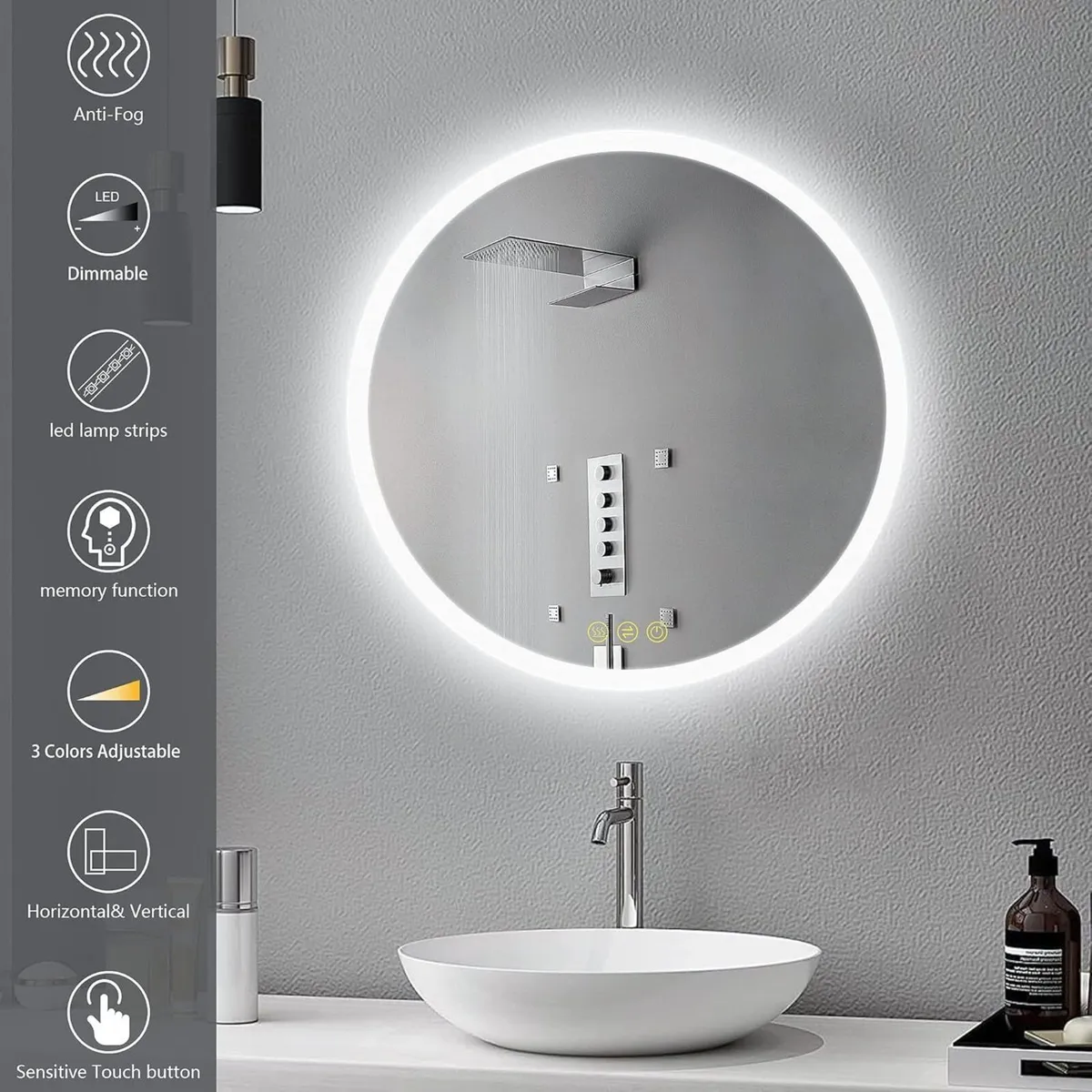 Round Bathroom Mirror with Light 400 mm Illuminate - Image 2