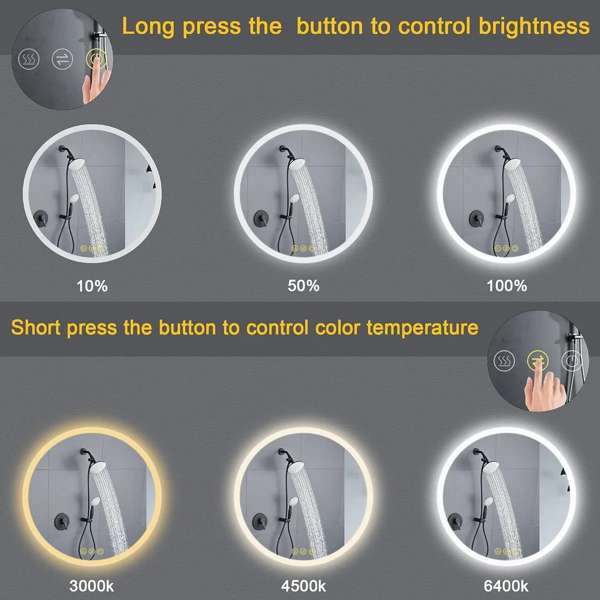 Round Bathroom Mirror with Light 400 mm Illuminate - Image 3