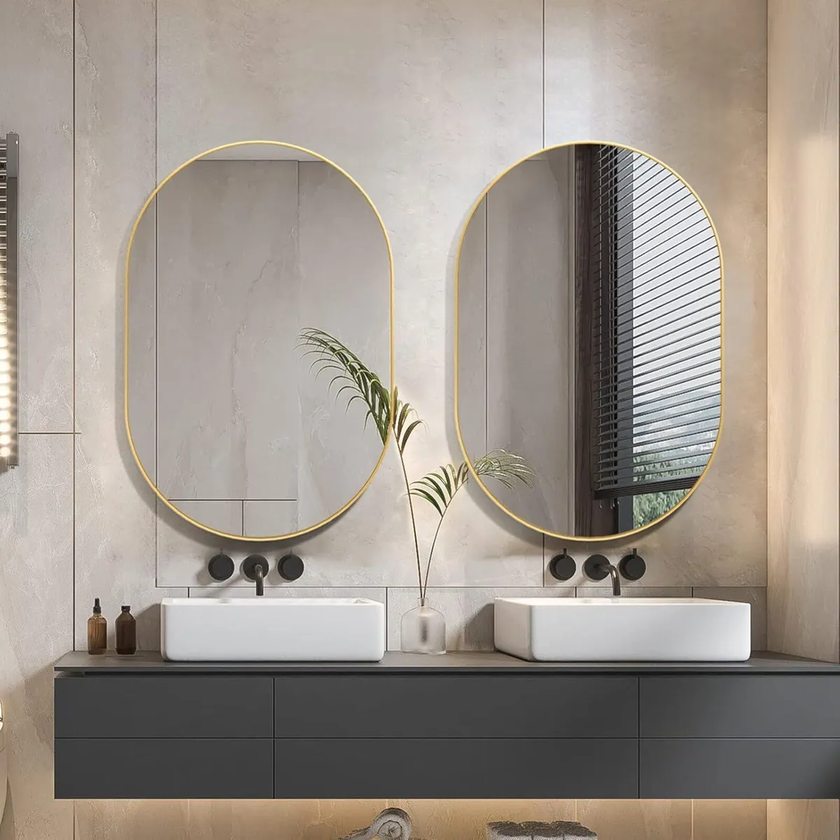 Oval Mirror 50cmX75cm Bathroom Wall Mounted Gold - Image 2