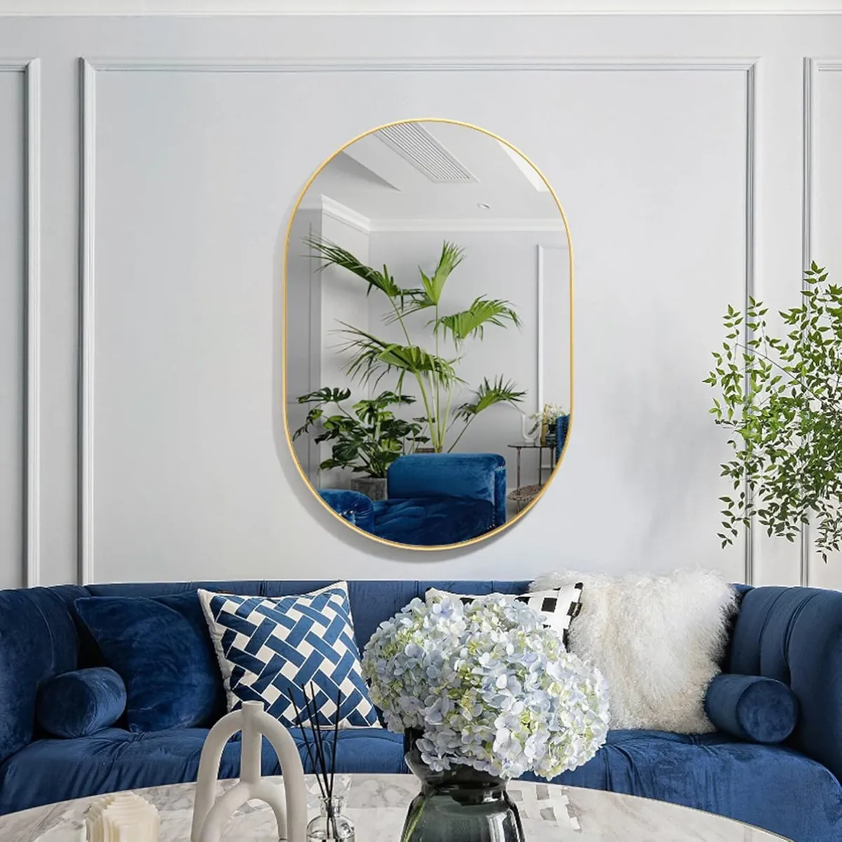 Oval Mirror 50cmX75cm Bathroom Wall Mounted Gold - Image 3