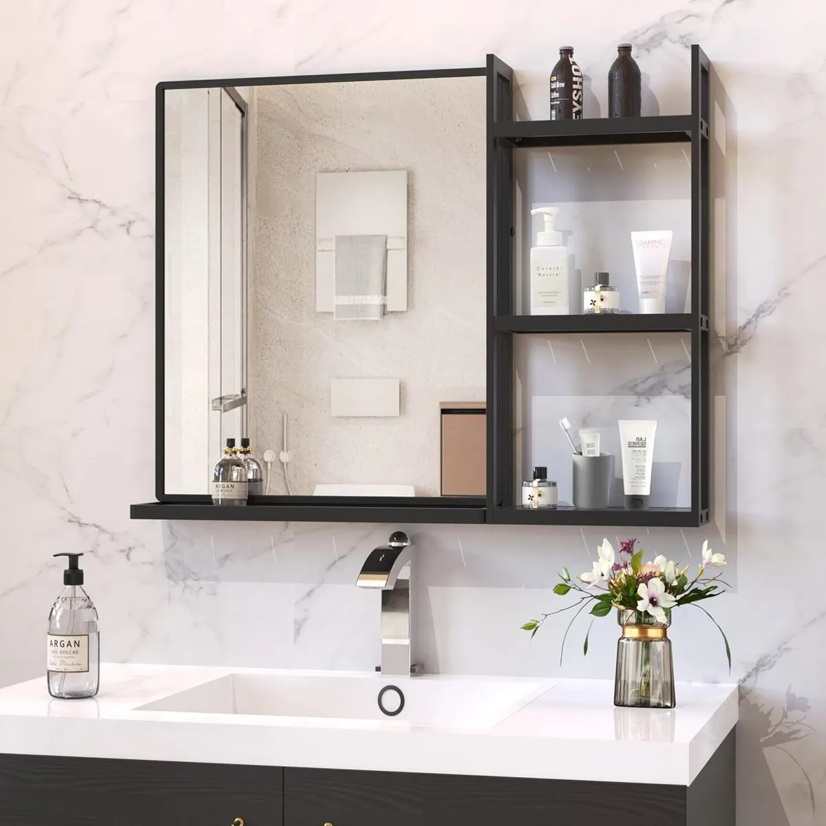 Bathroom Mirrors for Wall 78x62 CM Matte Black - Image 1