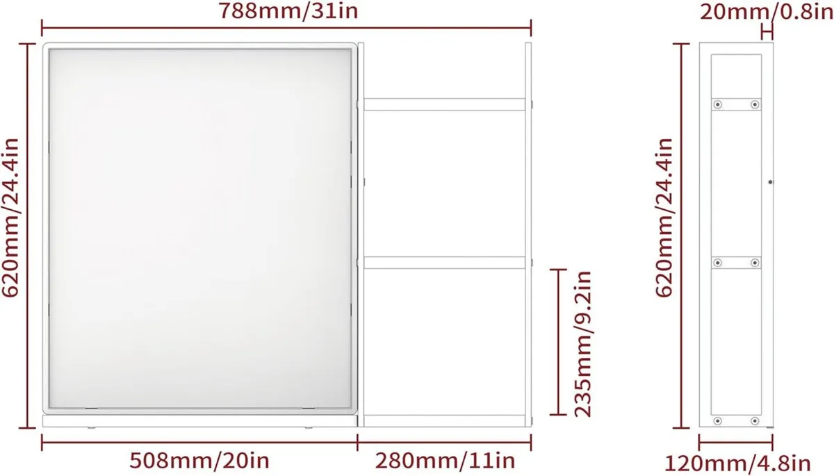 Bathroom Mirrors for Wall 78x62 CM Matte Black - Image 2