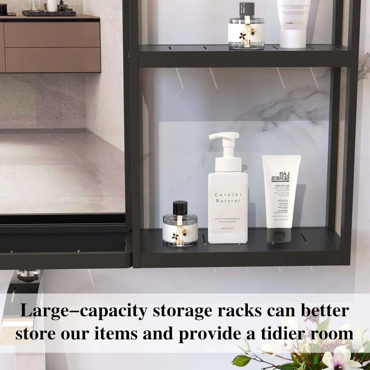 Bathroom Mirrors for Wall 78x62 CM Matte Black - Image 4