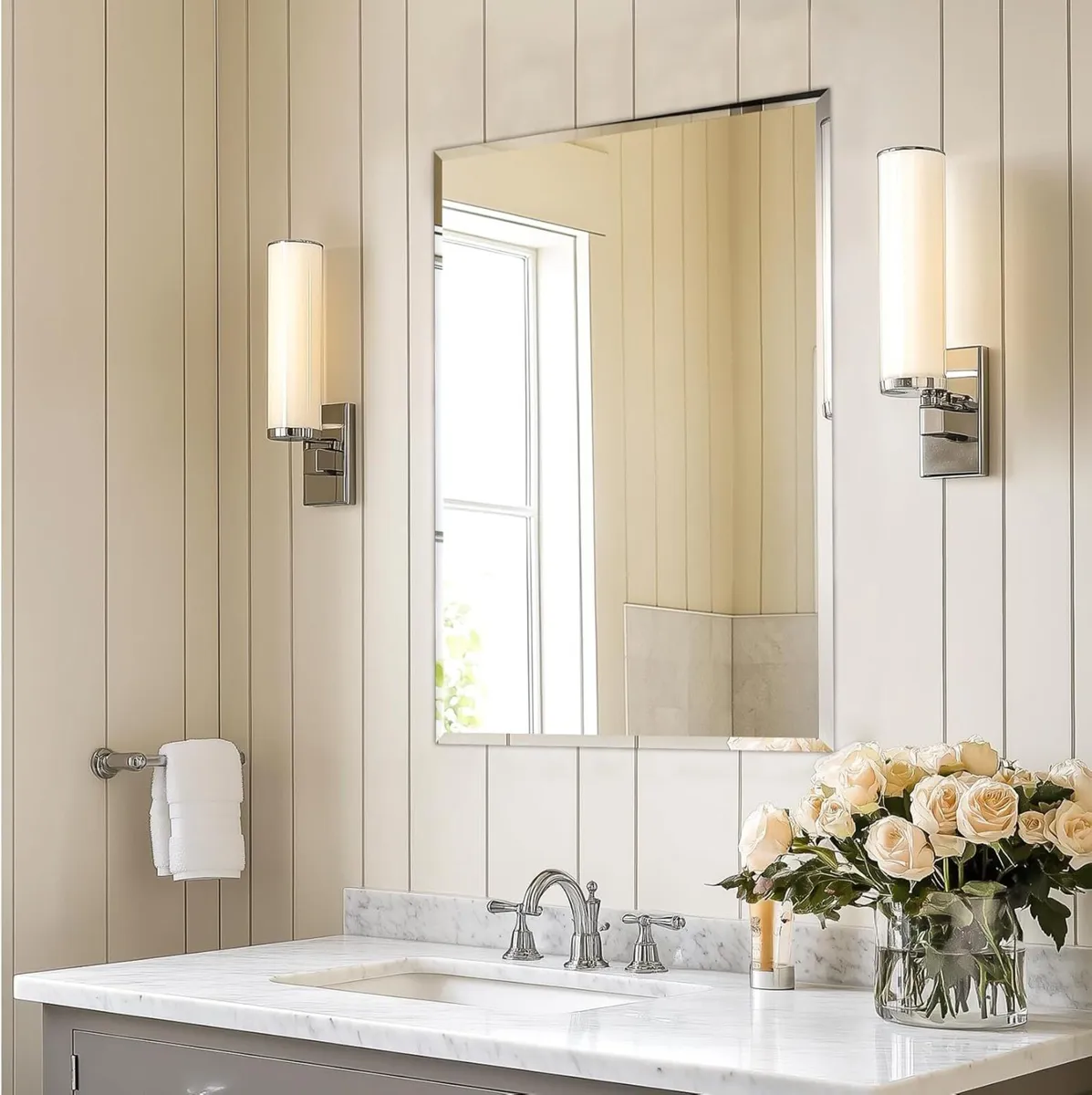 Frameless Bathroom Mirror 70 x 50cm - Silver High - Image 1