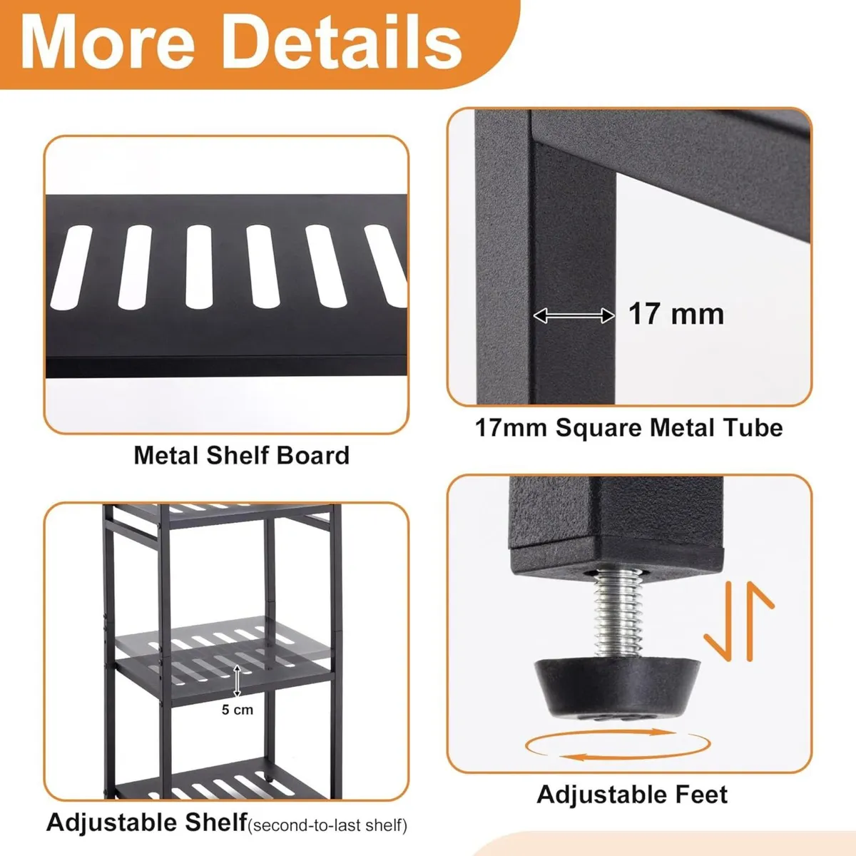 Bathroom Storage Shelf 5-Tier Tall Shelving Unit - Image 4