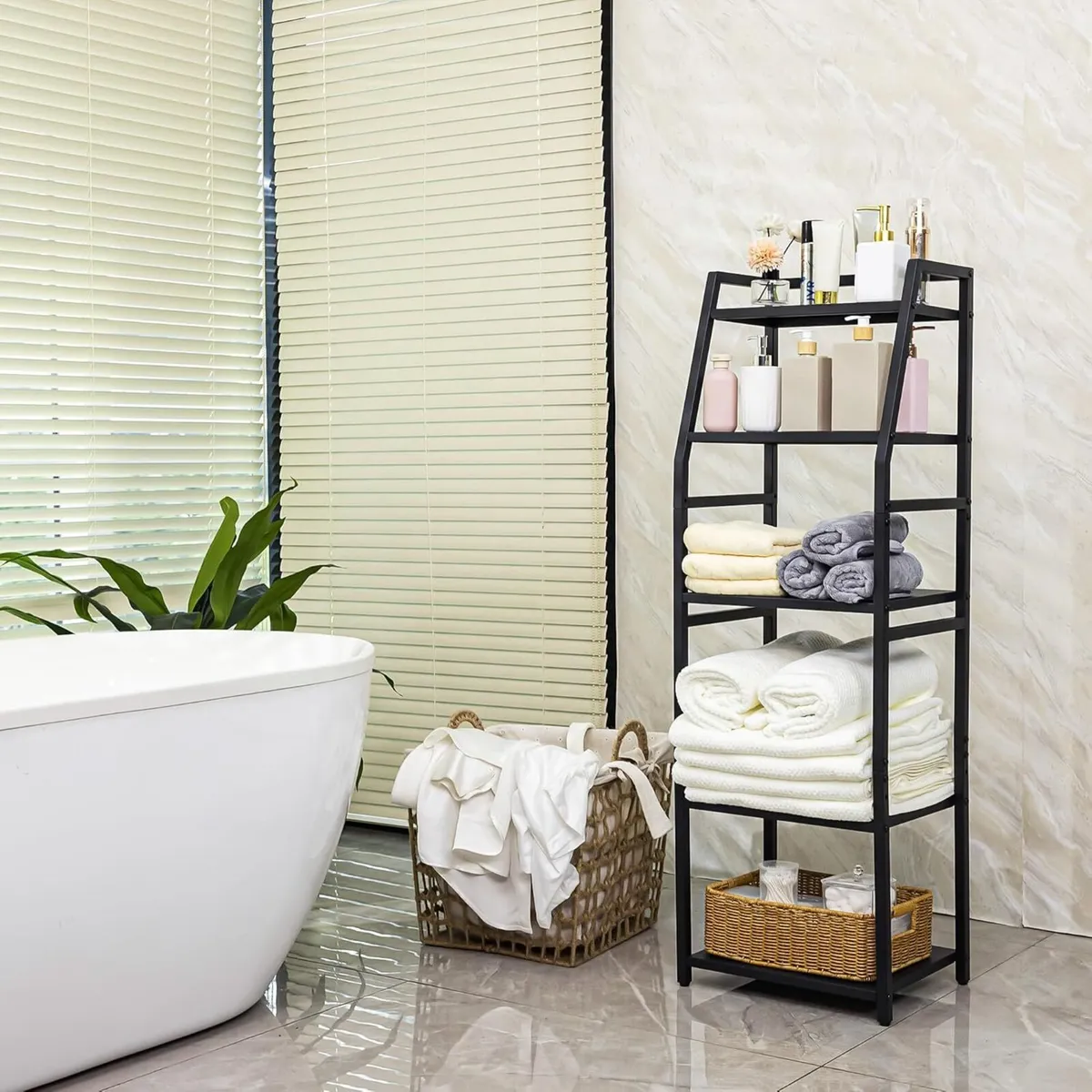 Bathroom Storage Shelf 5-Tier Tall Shelving Unit - Image 1