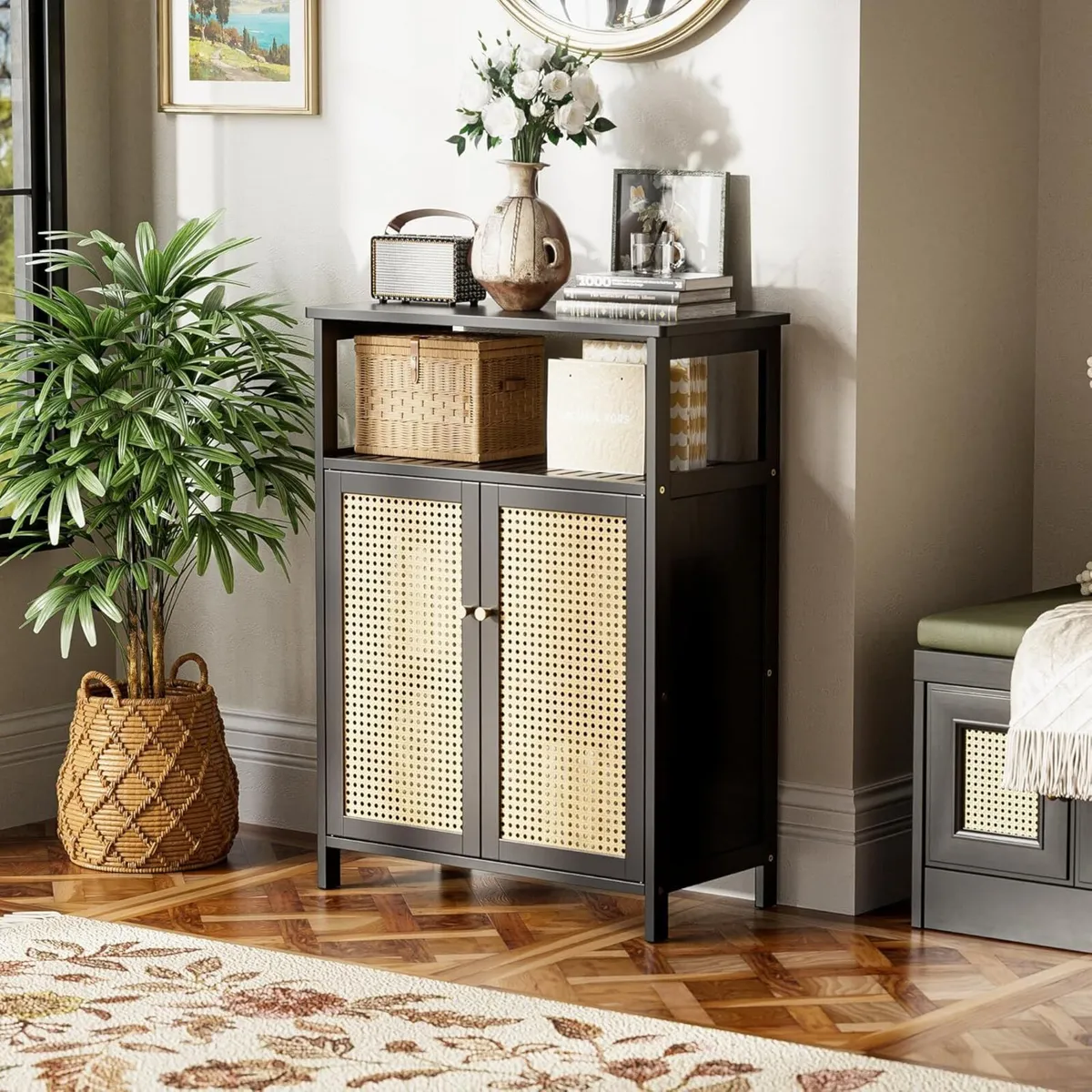 Bamboo Floor Cabinet Bathroom Storage with 2 - Image 2