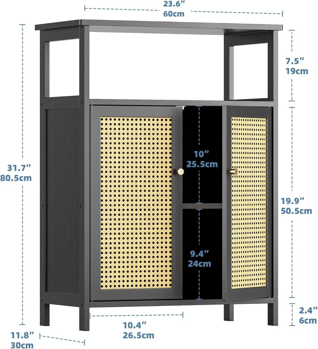 Bamboo Floor Cabinet Bathroom Storage with 2 - Image 3