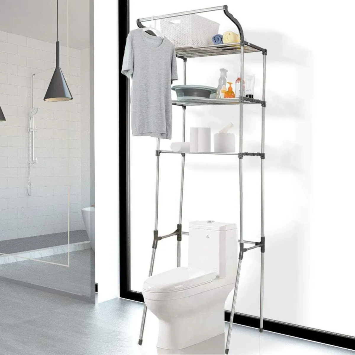 3-Tier Laundry Room Shelf Over the Toilet/Washing - Image 4
