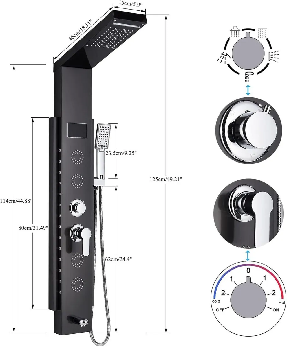Shower Panel Tower System Stainless Steel - Image 2