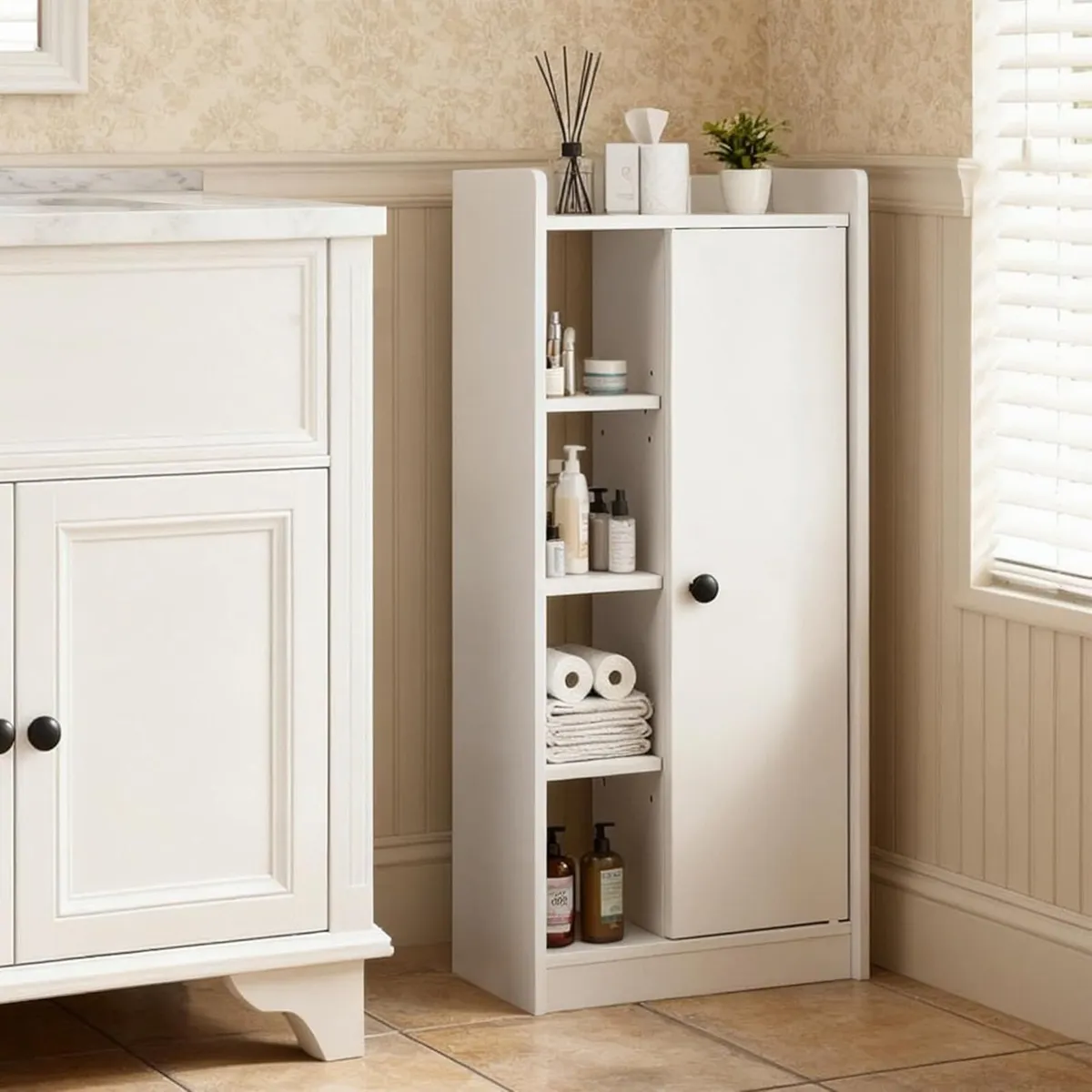 Bathroom Storage Cabinet Slim Unit with 4 Open - Image 2