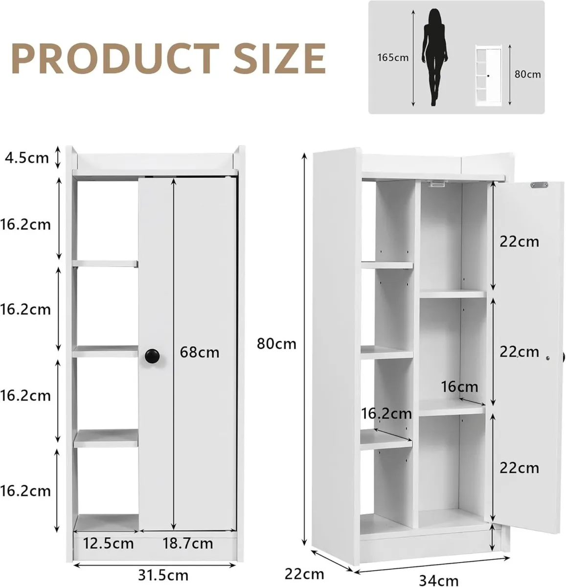 Bathroom Storage Cabinet Slim Unit with 4 Open - Image 3
