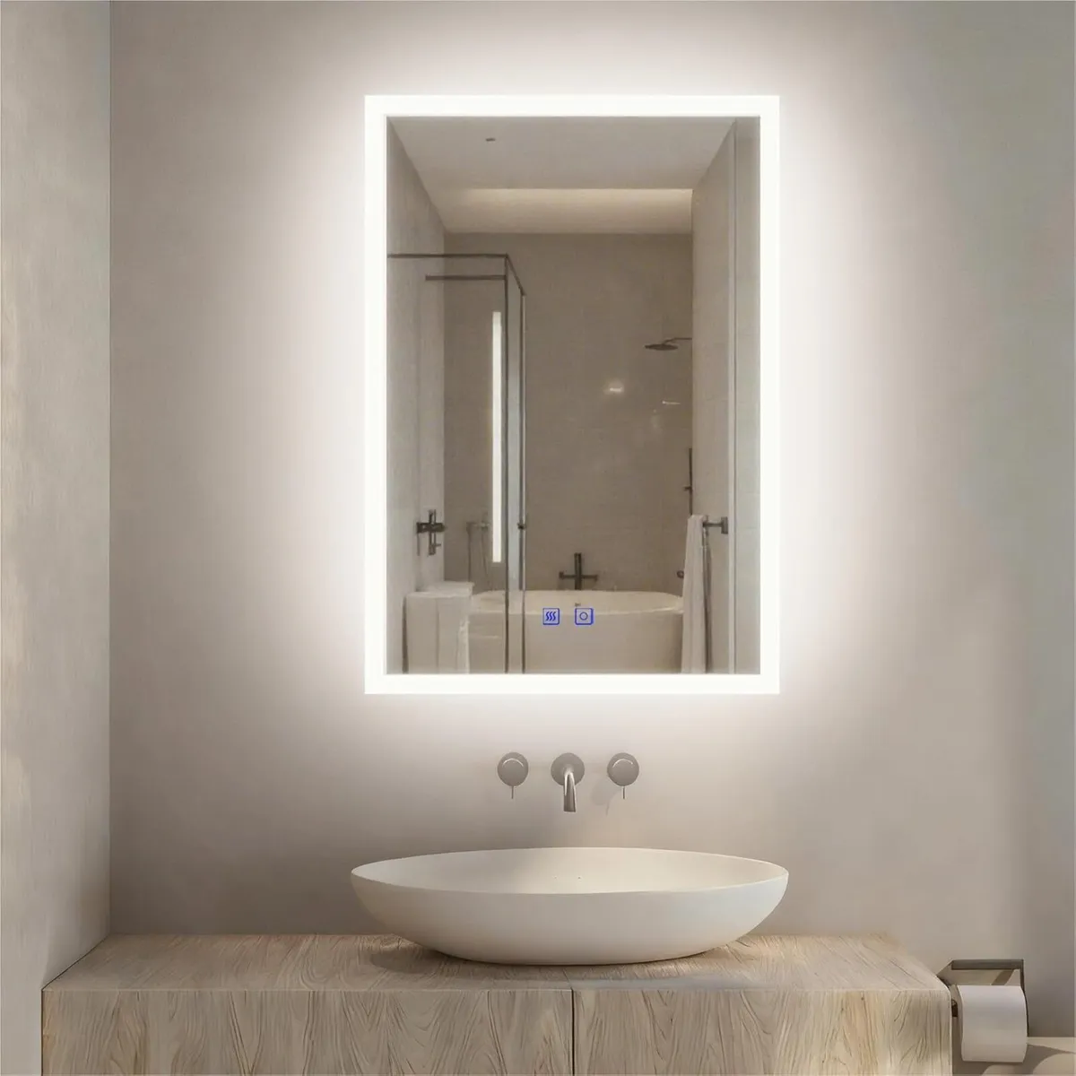 LED Bathroom Mirror 500 x 700 mm 3 Colour - Image 1