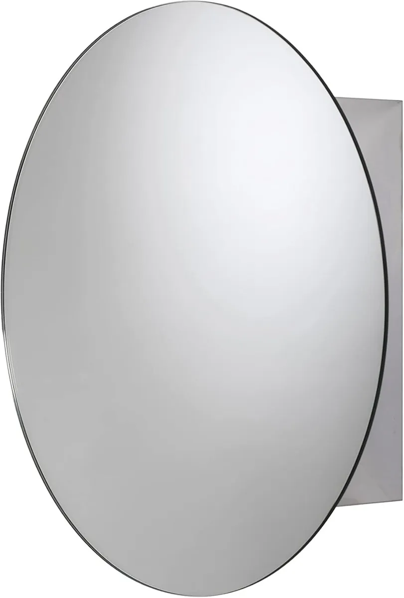 Severn Round Bathroom Mirror Cabinets - Stainless - Image 1