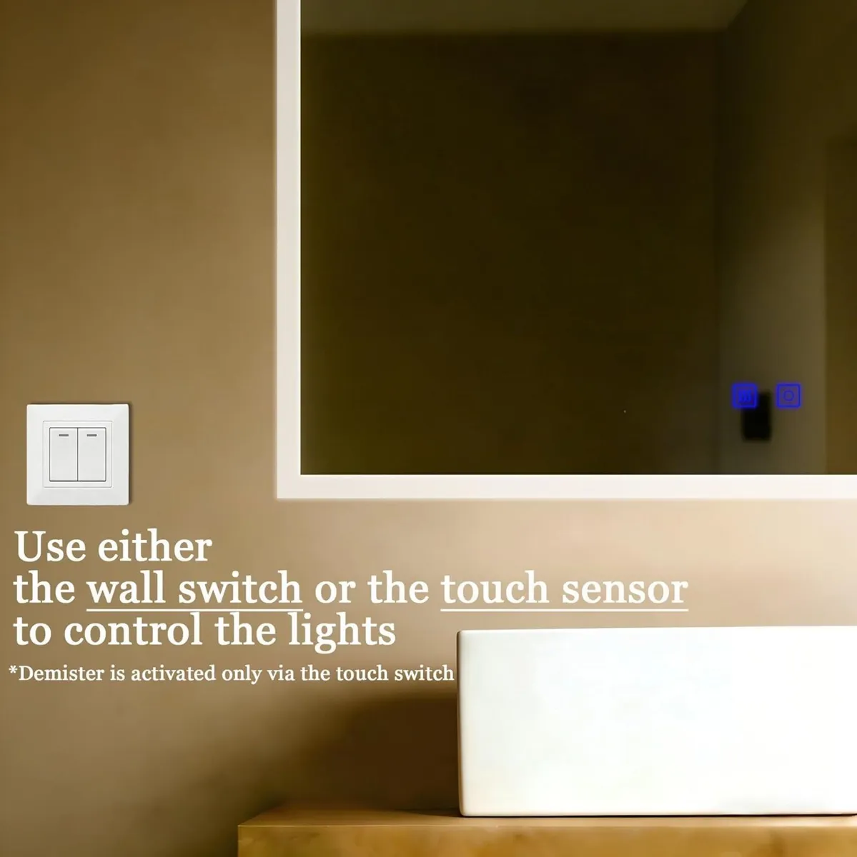 LED Bathroom Mirror 500 x 700 mm 3 Colour - Image 4