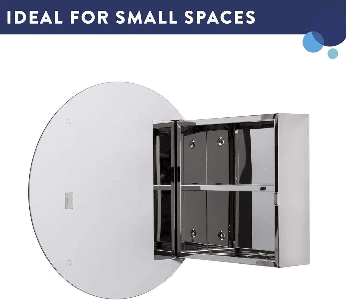 Severn Round Bathroom Mirror Cabinets - Stainless - Image 4