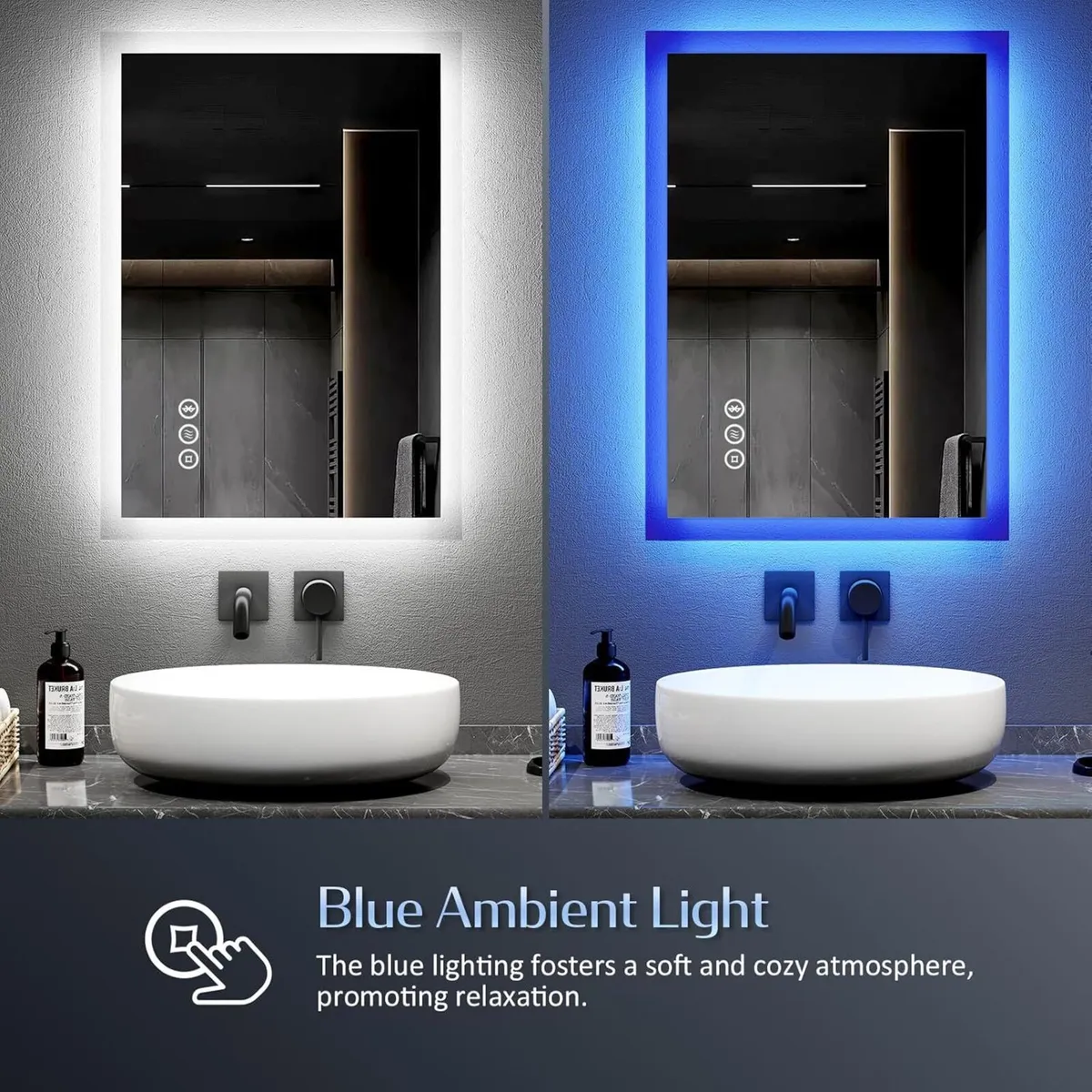 Blue Atmosphere Illuminated Bathroom Mirror with - Image 3