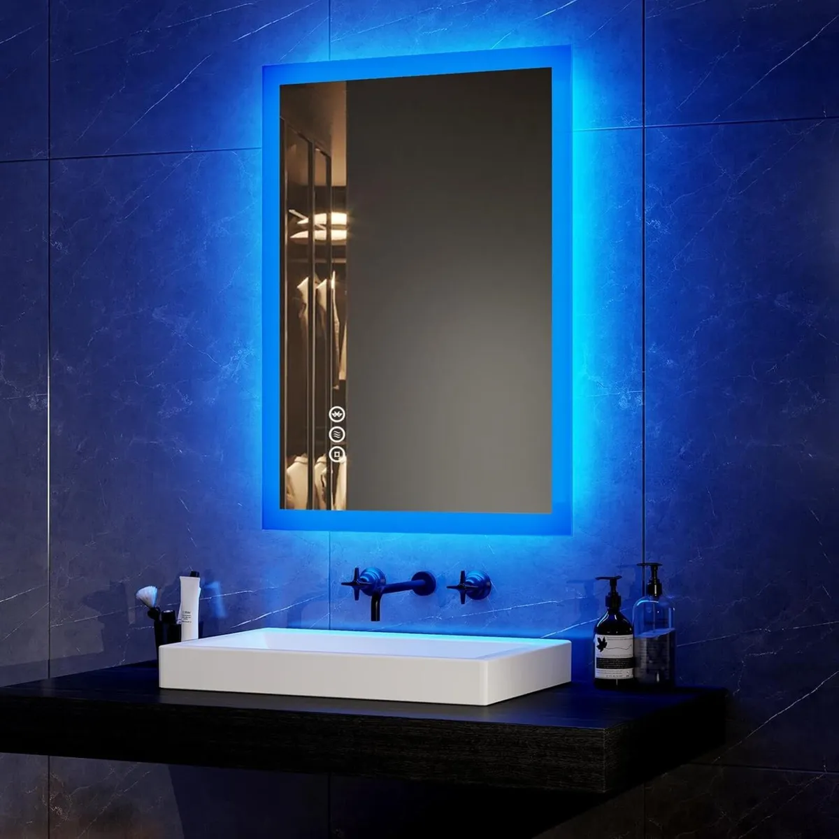 Blue Atmosphere Illuminated Bathroom Mirror with - Image 1