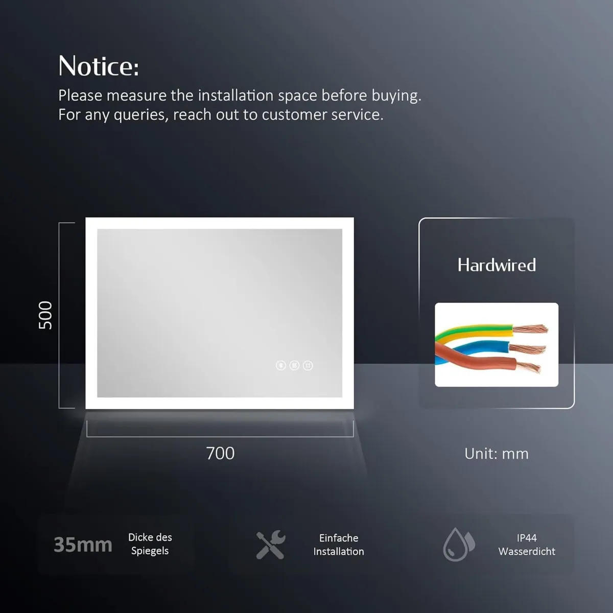 Blue Atmosphere Illuminated Bathroom Mirror with - Image 2