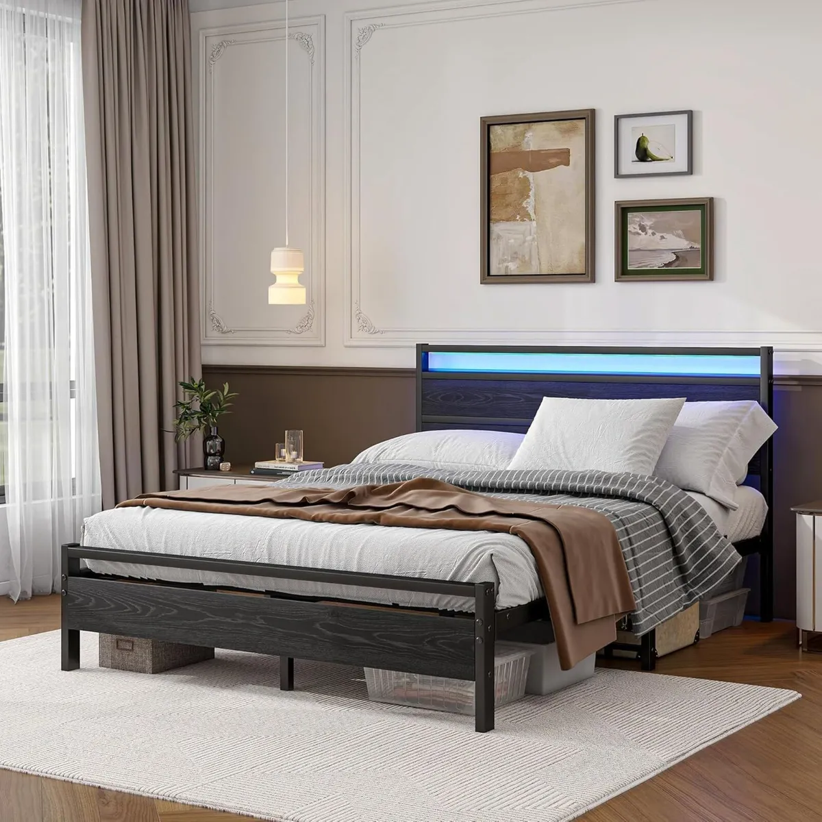 King Size Bed Frame with Headboard LED Lights - Image 3
