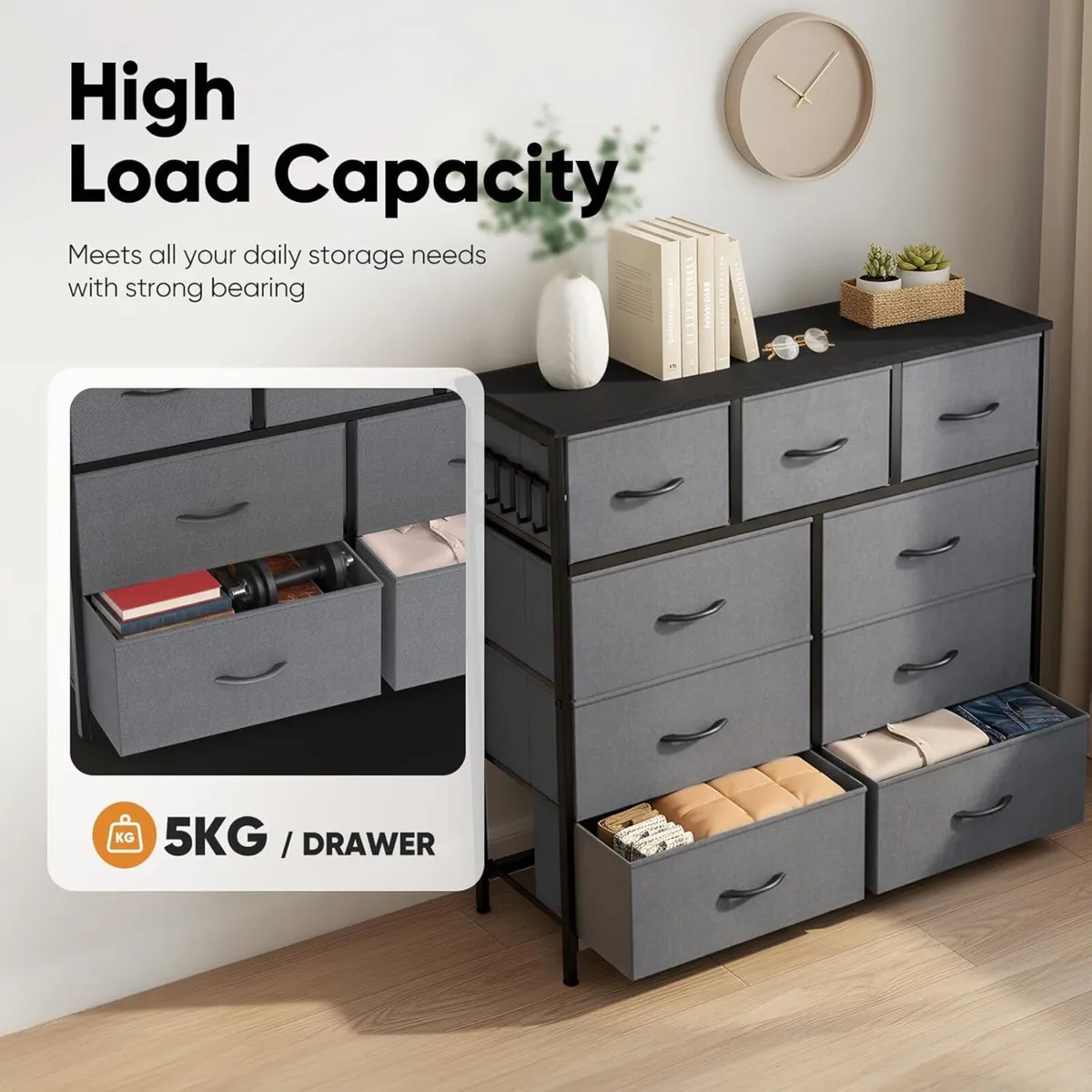 Fabric Chest of Drawer with 9 Drawers Home - Image 4