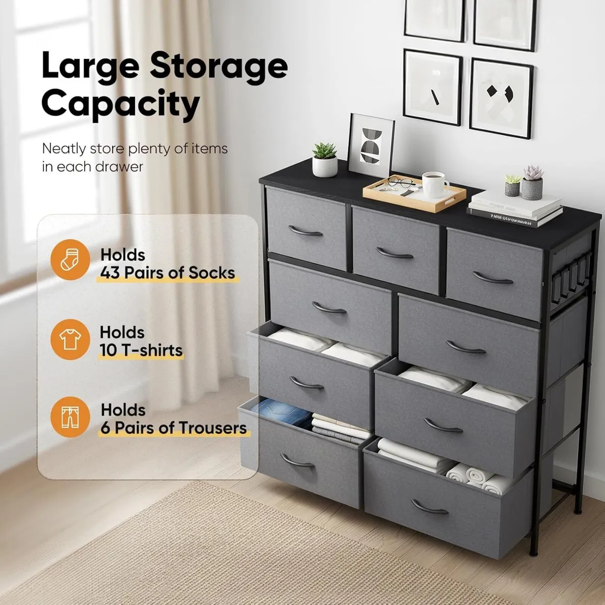 Fabric Chest of Drawer with 9 Drawers Home - Image 3